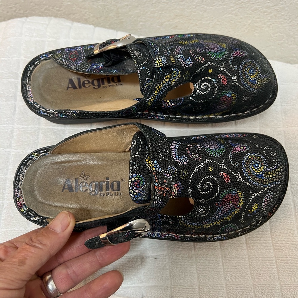Alegria Women's Glitter Black Mules - Picture 3 of 6